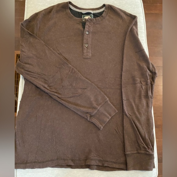 Roots Men’s XXL 1/4 Open Front with 3 Button Closure Brown Long Sleeve Sweater - Picture 3 of 13